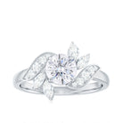 1.75 CT Simulated Diamond Flower Engagement Ring Zircon - ( AAAA ) - Quality - Rosec Jewels