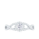 3/4 CT Criss Cross Shank Zircon Halo Engagement Ring Zircon - ( AAAA ) - Quality - Rosec Jewels