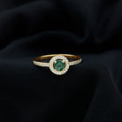 Round Green Sapphire and Diamond Floating Halo Engagement Ring Green Sapphire - ( AAA ) - Quality - Rosec Jewels