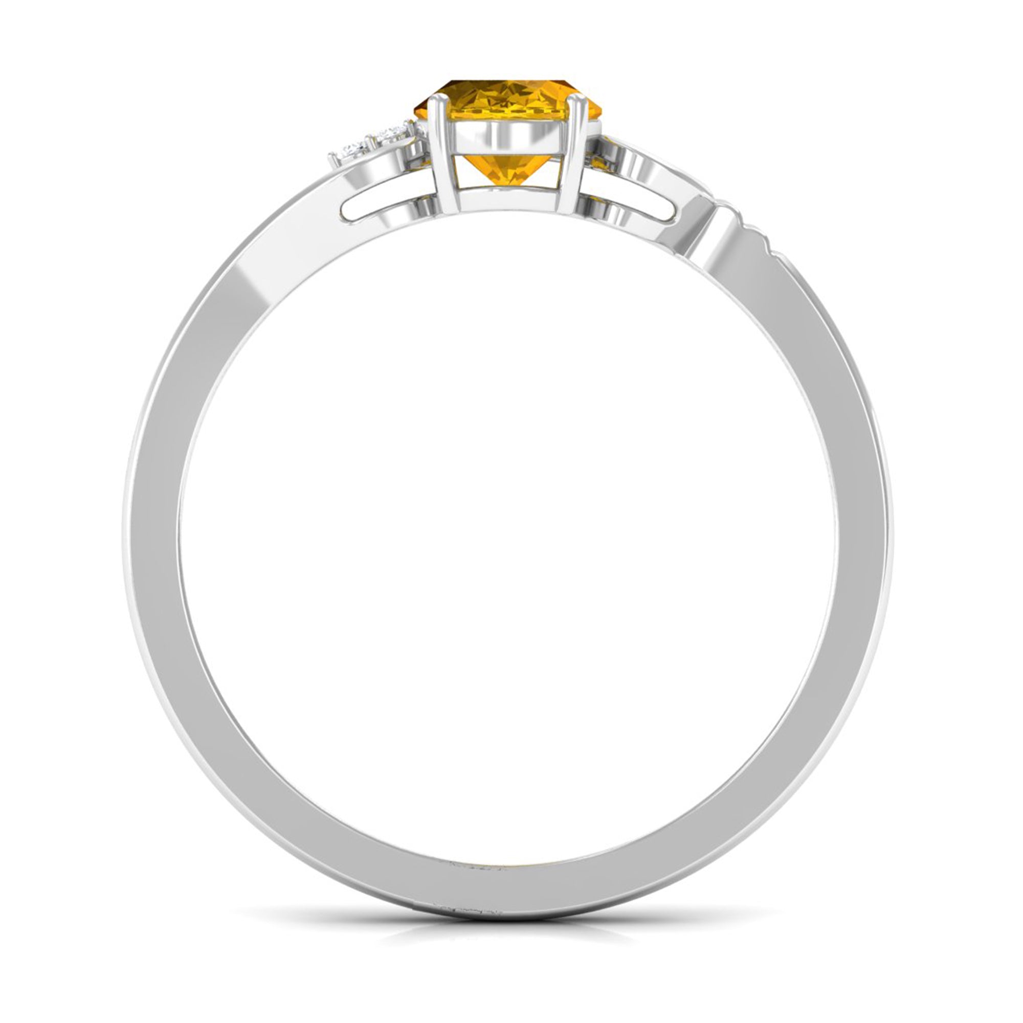 1 CT Oval Cut Solitaire Yellow Sapphire Unique Engagement Ring with Diamond Yellow Sapphire - ( AAA ) - Quality - Rosec Jewels