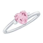 1 CT Heart Shape Rose Quartz Solitaire Promise Ring with Diamond Rose Quartz - ( AAA ) - Quality - Rosec Jewels