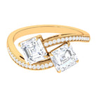 Asscher Cut Cubic Zirconia Two Stone Engagement Ring Zircon - ( AAAA ) - Quality - Rosec Jewels