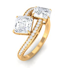 Asscher Cut Cubic Zirconia Two Stone Engagement Ring Zircon - ( AAAA ) - Quality - Rosec Jewels