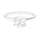 2 CT Simple Round Zircon Solitaire Ring in Peg Head Setting Zircon - ( AAAA ) - Quality - Rosec Jewels