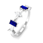 0.50 CT Baguette Blue Sapphire and Marquise Diamond Minimal Half Eternity Ring Blue Sapphire - ( AAA ) - Quality - Rosec Jewels