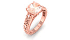 Cushion Cut Solitaire Morganite Floral Engagement Ring with Diamond Morganite - ( AAA ) - Quality - Rosec Jewels