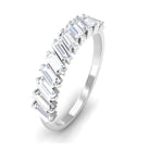 Tilted Baguette Cut Simulated Diamond Half Eternity Ring in Gold Zircon - ( AAAA ) - Quality - Rosec Jewels