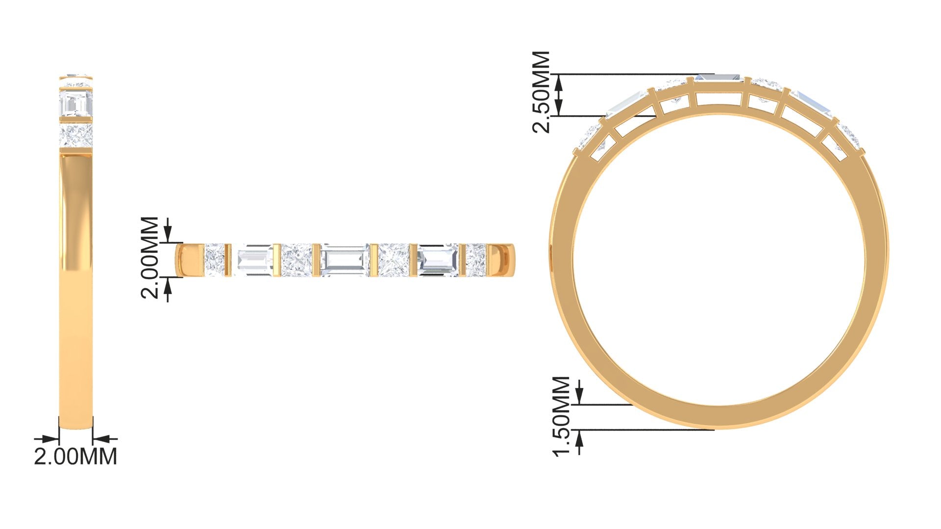 Certified Moissanite Minimalist Stackable Anniversary Band Ring Moissanite - ( D-VS1 ) - Color and Clarity - Rosec Jewels