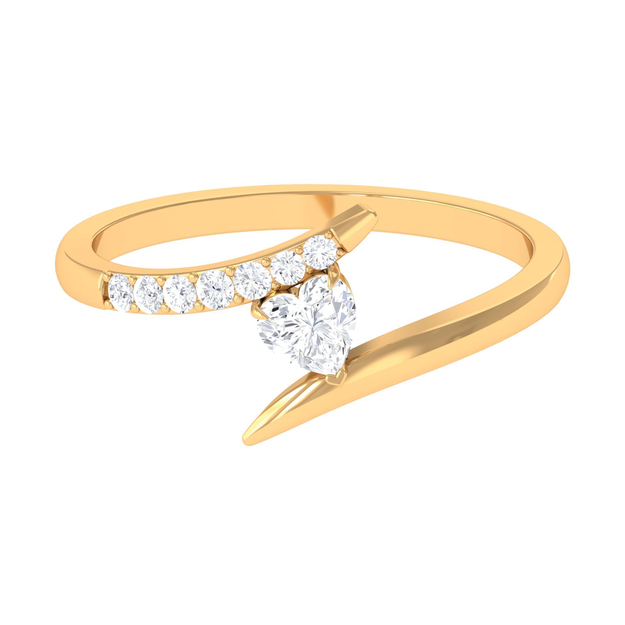 0.50 CT Heart Moissanite Bypass Promise Ring in Gold Moissanite - ( D-VS1 ) - Color and Clarity - Rosec Jewels