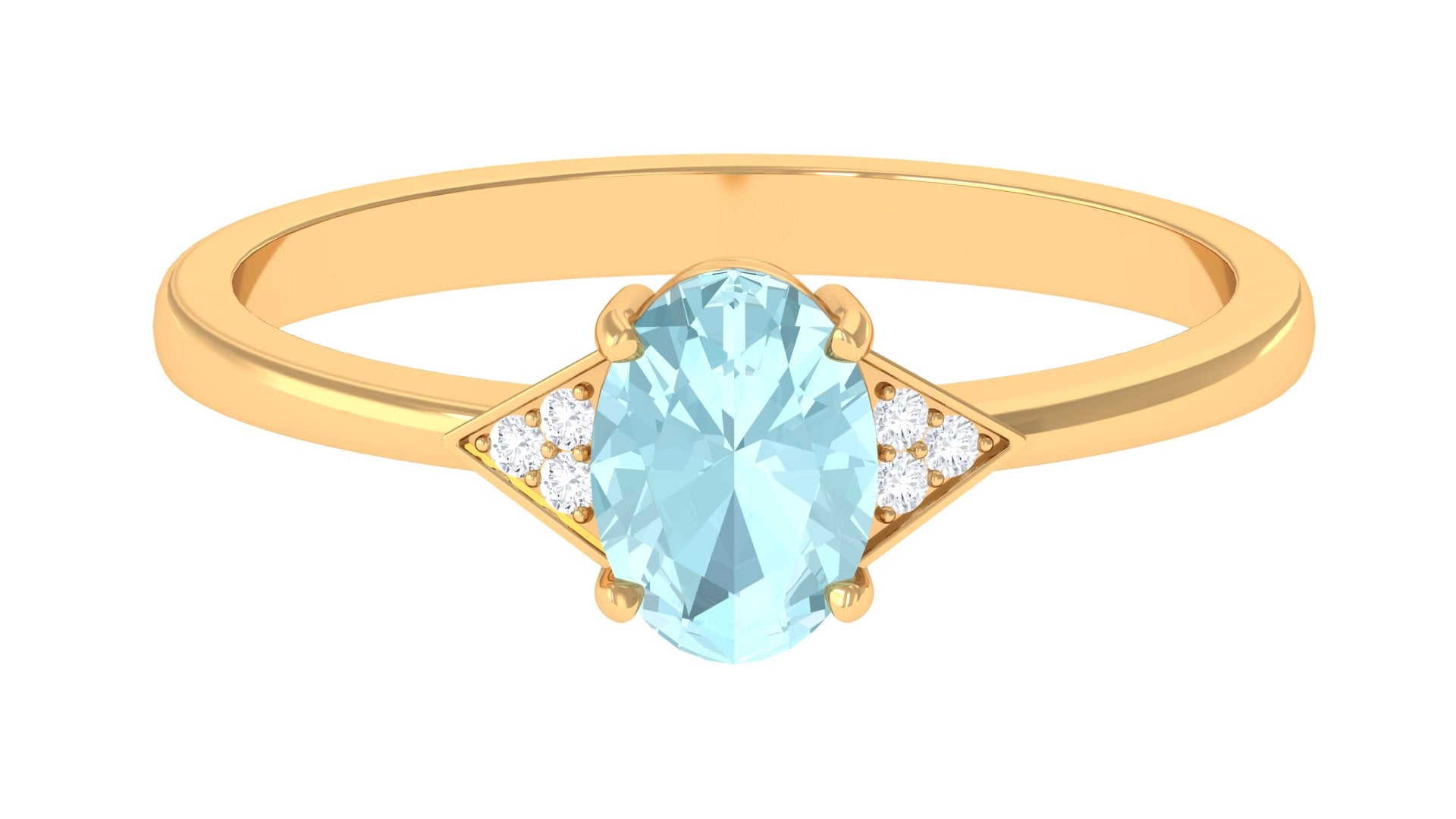 Oval Cut Sky Blue Topaz Solitaire Ring with Diamond Accent Sky Blue Topaz - ( AAA ) - Quality - Rosec Jewels