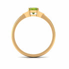 Oval Peridot Solitaire Ring with Diamond Accent Peridot - ( AAA ) - Quality - Rosec Jewels