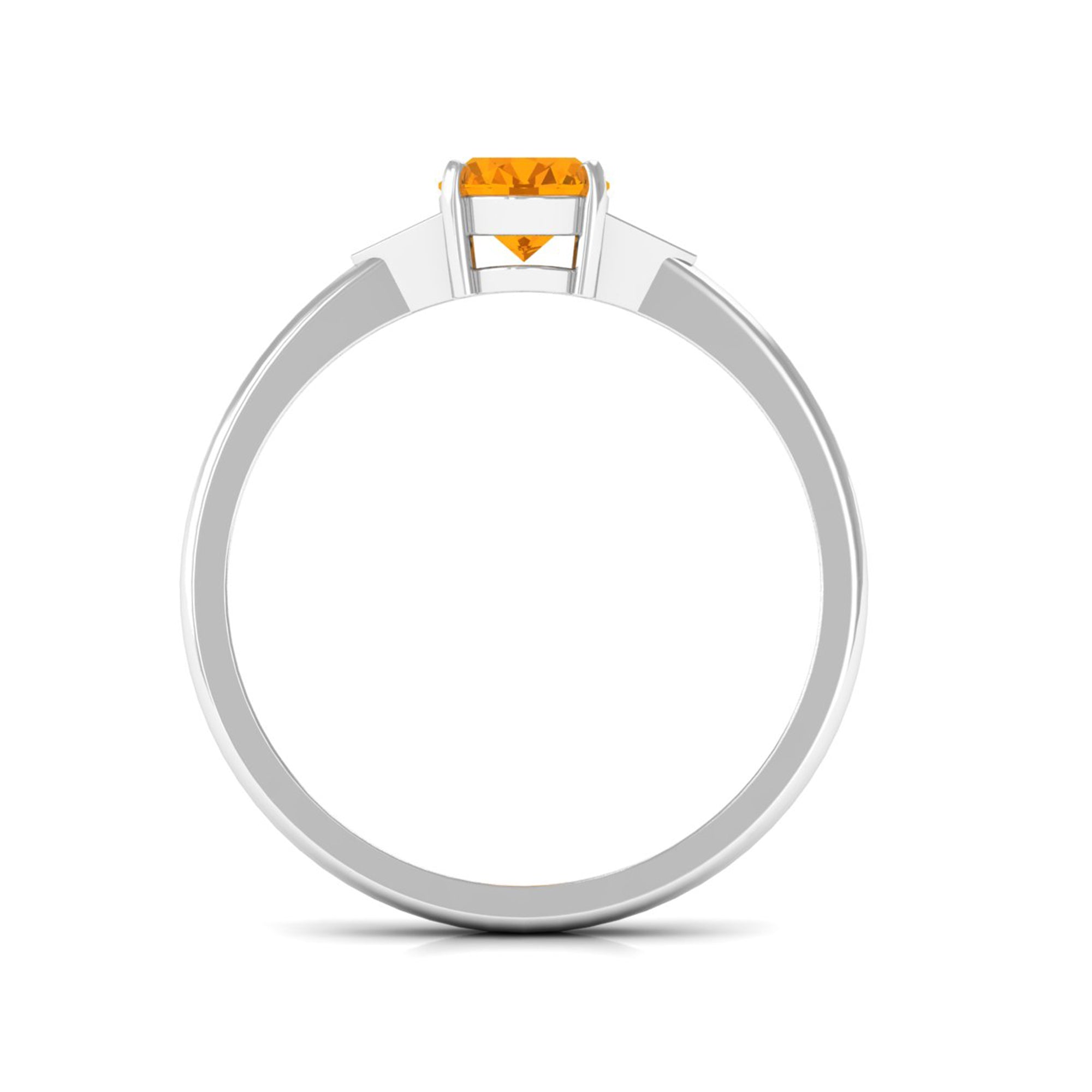 3/4 CT Oval Fire Opal Solitaire Ring with Diamond Accent Fire Opal - ( AAA ) - Quality - Rosec Jewels