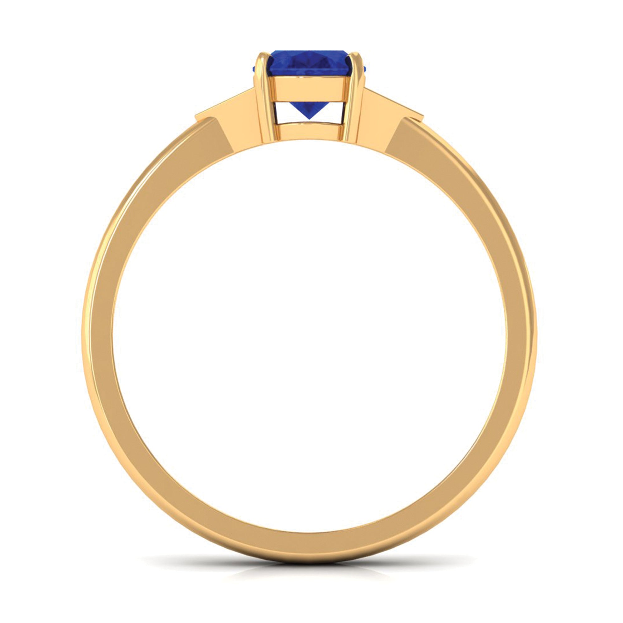 Oval Created Blue Sapphire Solitaire Ring with Diamond Accent Lab Created Blue Sapphire - ( AAAA ) - Quality - Rosec Jewels