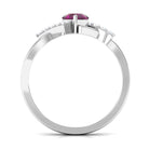 0.75 CT Rhodolite Engagement Ring with Diamond Accent Rhodolite - ( AAA ) - Quality - Rosec Jewels