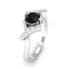 Black Onyx and Diamond Designer Engagement Ring Black Onyx - ( AAA ) - Quality - Rosec Jewels