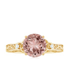 Solitaire Morganite Celtic Knot Ring with Diamond Morganite - ( AAA ) - Quality - Rosec Jewels