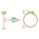 Bezel Set Oval Aquamarine East West Engagement Ring with Diamond Aquamarine - ( AAA ) - Quality - Rosec Jewels