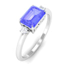 2 CT Emerald Cut Tanzanite East West Engagement Ring with Diamond Tanzanite - ( AAA ) - Quality - Rosec Jewels