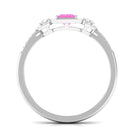 Princess Cut Pink Sapphire Engagement Ring with Diamond Halo Pink Sapphire - ( AAA ) - Quality - Rosec Jewels