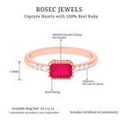 Emerald Cut Ruby East West Engagement Ring with Diamond Ruby - ( AAA ) - Quality - Rosec Jewels