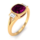 3.25 CT Cushion Cut Rhodolite Solitaire Engagement Ring with Split Shank Diamond Rhodolite - ( AAA ) - Quality - Rosec Jewels