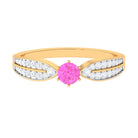 Solitaire Pink Sapphire and Diamond Engagement Ring Pink Sapphire - ( AAA ) - Quality - Rosec Jewels