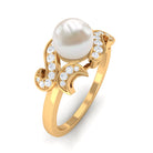 3.25 CT Designer Freshwater Pearl Engagement Ring with Diamond Freshwater Pearl - ( AAA ) - Quality - Rosec Jewels