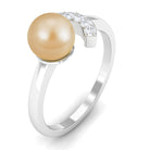 Classic South Sea Pearl and Diamond Cuff Engagement Ring South Sea Pearl - ( AAA ) - Quality - Rosec Jewels