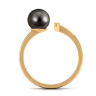 Tahitian Pearl and Diamond Modern Cuff Engagement Ring Tahitian pearl - ( AAA ) - Quality - Rosec Jewels