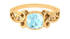 2 CT Vintage Style Cushion Sky Blue Topaz Solitaire Ring in Bezel Setting Sky Blue Topaz - ( AAA ) - Quality - Rosec Jewels