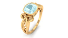 2 CT Vintage Style Cushion Sky Blue Topaz Solitaire Ring in Bezel Setting Sky Blue Topaz - ( AAA ) - Quality - Rosec Jewels