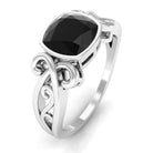 Vintage Style Cushion Created Black Diamond Solitaire Ring in Bezel Setting Lab Created Black Diamond - ( AAAA ) - Quality - Rosec Jewels