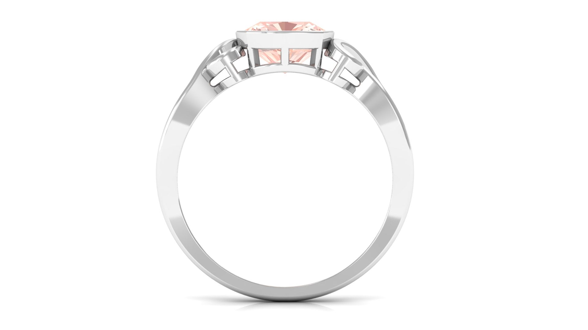 Vintage Style Cushion Morganite Solitaire Ring in Bezel Setting Morganite - ( AAA ) - Quality - Rosec Jewels