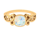 8 MM Cushion Cut Ethiopian Opal Vintage Solitaire Ring in Bezel Setting Ethiopian Opal - ( AAA ) - Quality - Rosec Jewels