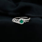 Designer Emerald and Diamond Bypass Engagement Ring Emerald - ( AAA ) - Quality - Rosec Jewels