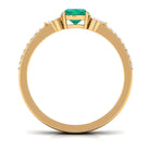 Cushion shape Emerald and Diamond Anniversary Double Band Ring Emerald - ( AAA ) - Quality - Rosec Jewels