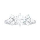 Cushion Cut Moissanite Solitaire Engagement Ring with Trio Moissanite - ( D-VS1 ) - Color and Clarity - Rosec Jewels