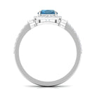 Natural London Blue Topaz Halo Engagement Ring with Diamond London Blue Topaz - ( AAA ) - Quality - Rosec Jewels