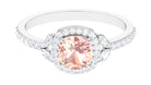 1.75 CT Morganite Halo Engagement Ring with Diamond Morganite - ( AAA ) - Quality - Rosec Jewels