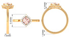 Cushion Cut Morganite Engagement Ring with Diamond Halo Morganite - ( AAA ) - Quality - Rosec Jewels