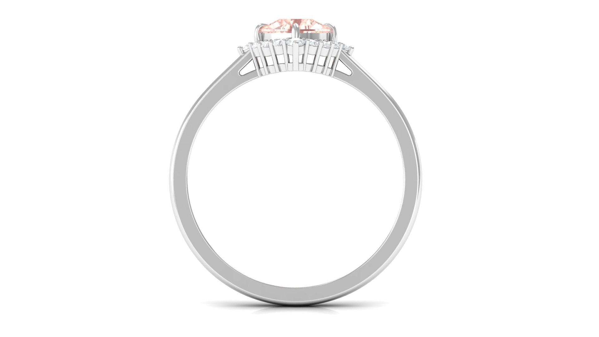 Cushion Cut Morganite Engagement Ring with Diamond Halo Morganite - ( AAA ) - Quality - Rosec Jewels