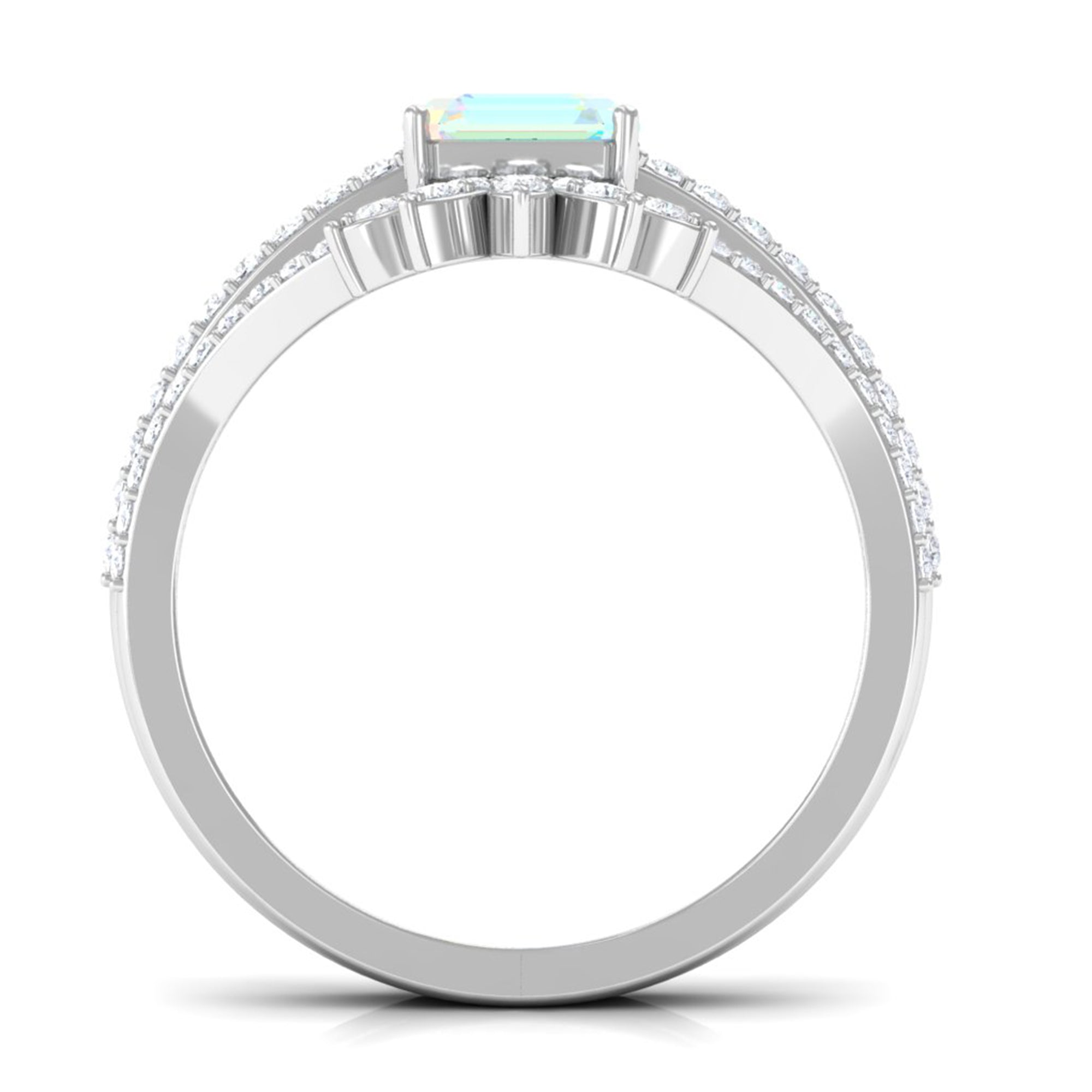 Asscher Cut Ethiopian Opal Solitaire Wedding Ring Set with Diamond Accent Ethiopian Opal - ( AAA ) - Quality - Rosec Jewels