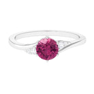 Round Shape Pink Tourmaline Solitaire Ring with Diamond Pink Tourmaline - ( AAA ) - Quality - Rosec Jewels