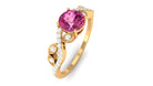 Round Shape Pink Tourmaline Designer Engagement Ring with Diamond Pink Tourmaline - ( AAA ) - Quality - Rosec Jewels