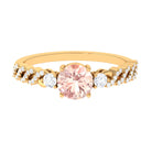 Round Shape Morganite Designer Engagement Ring with Diamond Side Stones Morganite - ( AAA ) - Quality - Rosec Jewels