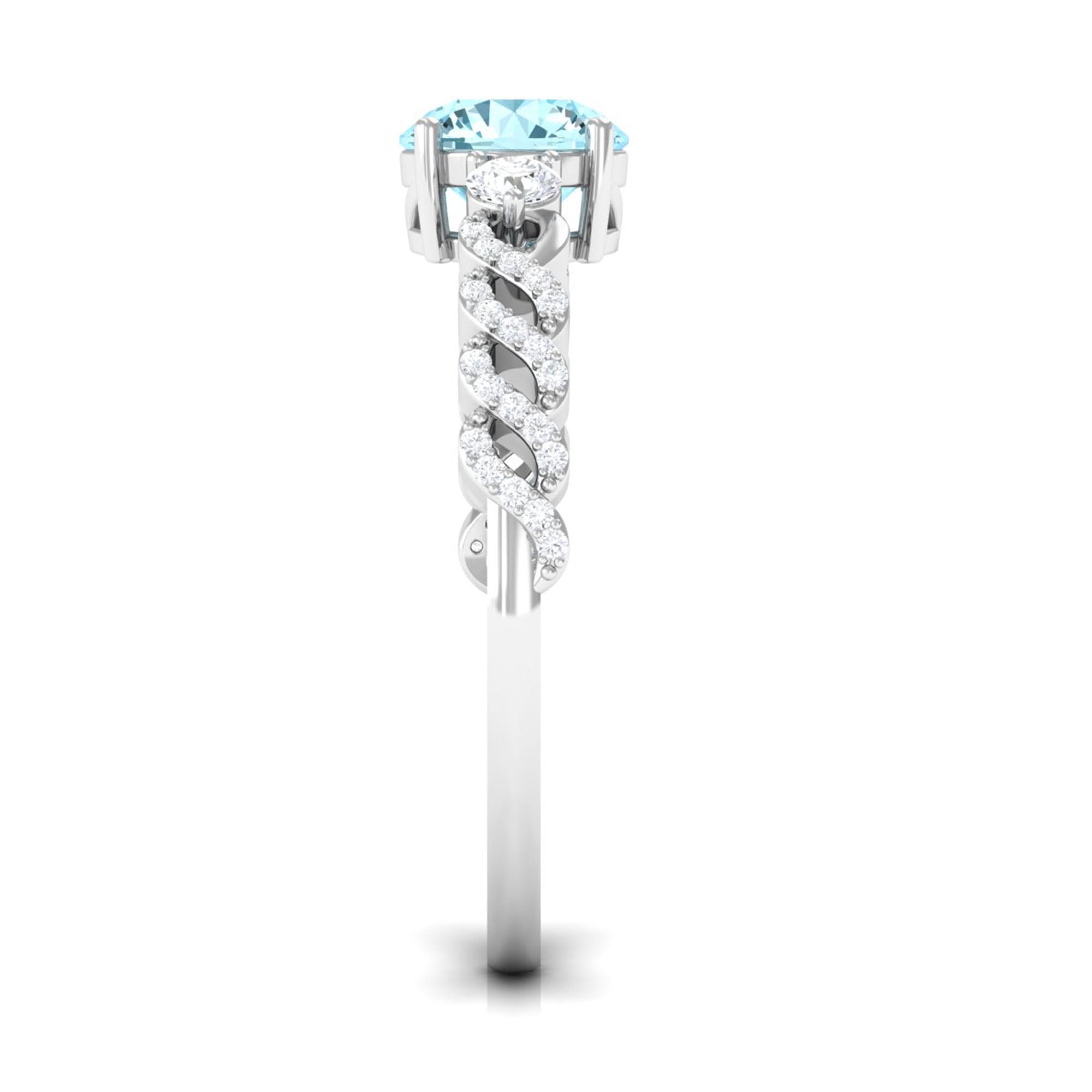 1 CT Solitaire Aquamarine and Diamond Designer Engagement Ring Aquamarine - ( AAA ) - Quality - Rosec Jewels