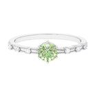 Minimal Green Sapphire Solitaire Ring with Diamond Green Sapphire - ( AAA ) - Quality - Rosec Jewels