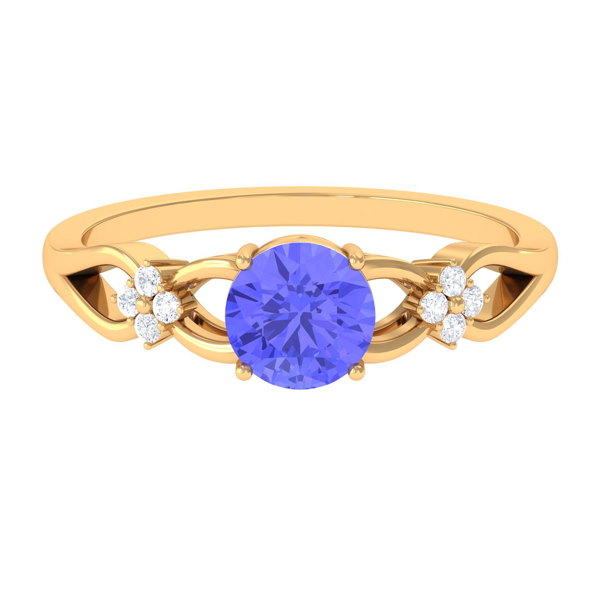 1.75 CT Pure Tanzanite Floral and Diamond Solitaire Crossover Ring Tanzanite - ( AAA ) - Quality - Rosec Jewels