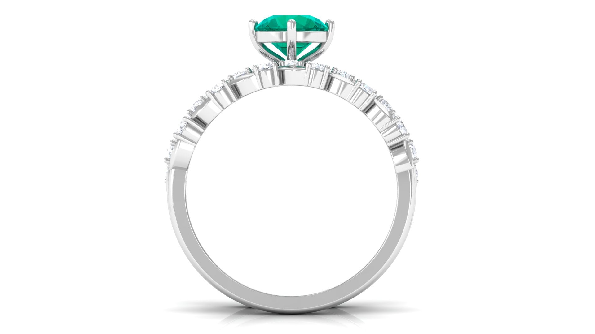 2 CT Emerald Classic Wedding Ring Set in Gold with Moissanite Emerald - ( AAA ) - Quality - Rosec Jewels