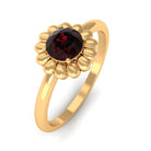 Round Cut Solitaire Garnet Flower Ring Garnet - ( AAA ) - Quality - Rosec Jewels